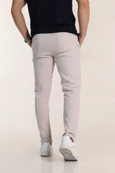 Gri Slim Fit Çizgili Gofre Kumaş Erkek Pantolon 351865