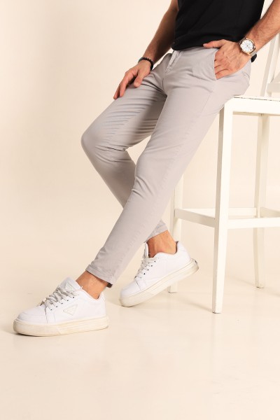Gri Slim Fit Duble Paça Chino Pantolon 218363