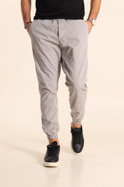 Gri Slim Fit Gabardin Paça Lastikli Erkek Jogger Pantolon 218241
