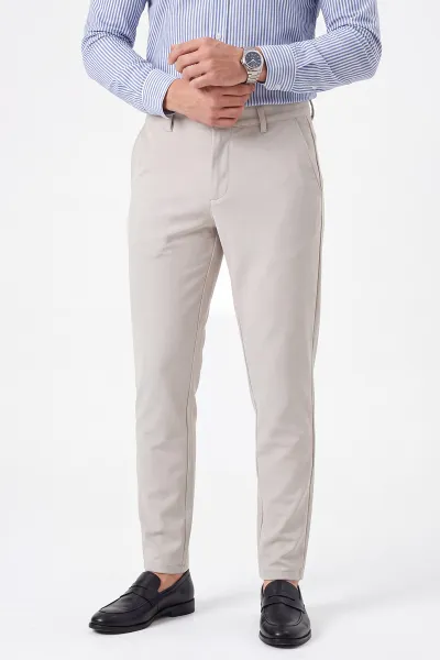 Gri Slim Fit Petek Armürlü Erkek Pantolon 472207