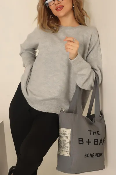 Gri Soft Triko Bayan Kazak 231533
