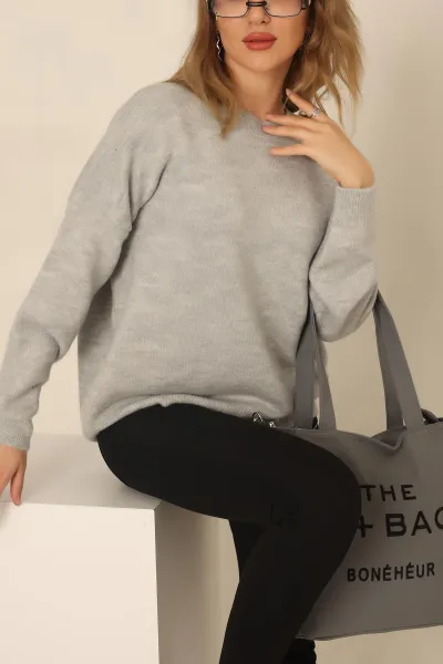 Gri Soft Triko Bayan Kazak 231533
