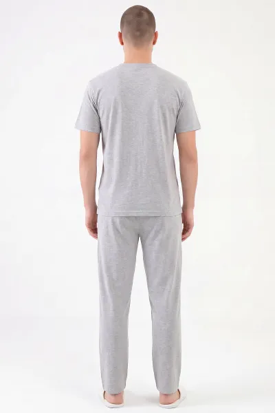 Gri Süprem Kumaş Düğmeli Erkek Pijama Takımı 469747