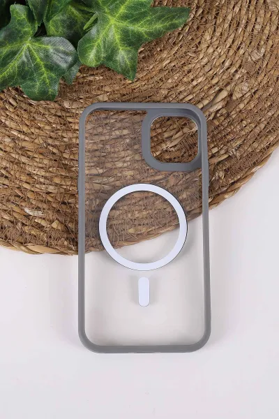 Gri TeknoCase İPhone 11 Uyumlu Clear Lüx Case Serisi Lens Hediyeli Sert Silikon Telefon Kılıfı 430682