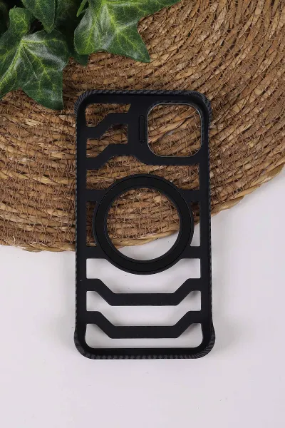 Gri TeknoCase İPhone 11 Uyumlu Creative Fiber Case Serisi Lens Hediyeli Vakumlu Sert Silikon Telefon Kılıfı 430895