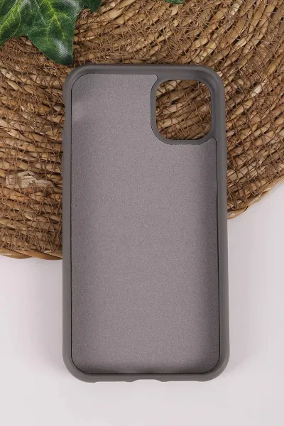 Gri TeknoCase İPhone 11 Uyumlu Ringy Case Serisi Standlı Lens Hediyeli Sert Silikon Telefon Kılıfı 450160