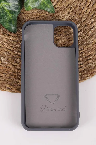 Gri TeknoCase İPhone 11 Uyumlu Rose Diamond Case Serisi Gül Desenli Lens Hediyeli Sert Silikon Telefon Kılıfı 450119