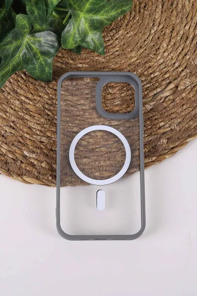 Gri TeknoCase İPhone 12 Uyumlu Clear Lüx Case Serisi Lens Hediyeli Sert Silikon Telefon Kılıfı 430688