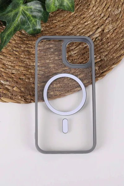 Gri TeknoCase İPhone 13 Uyumlu Clear Lüx Case Serisi Lens Hediyeli Sert Silikon Telefon Kılıfı 430694