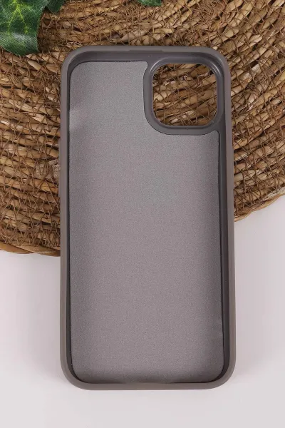 Gri TeknoCase İPhone 13 Uyumlu Smile Case Serisi Yazı Detaylı Lens Hediyeli Sert Silikon Telefon Kılıfı 450135