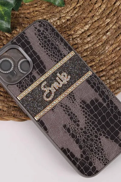 Gri TeknoCase İPhone 13 Uyumlu Smile Case Serisi Yazı Detaylı Lens Hediyeli Sert Silikon Telefon Kılıfı 450135