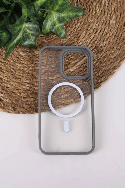 Gri TeknoCase İPhone 14 Pro Max Uyumlu Clear Lüx Case Serisi Lens Hediyeli Sert Silikon Telefon Kılıfı 430716