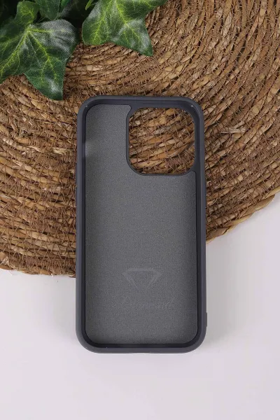 Gri TeknoCase İPhone 14 Pro Uyumlu Viola Diamond Case Serisi Kartlıklı Lens Hediyeli Sert Silikon Telefon Kılıfı 430803