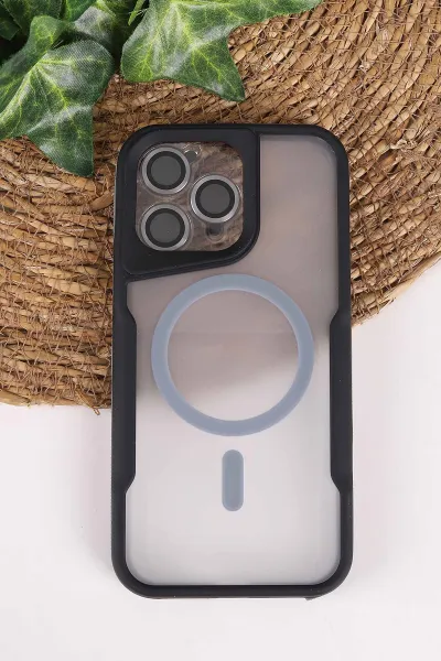 Gri TeknoCase İphone 15 Pro Max Uyumlu Matte Guard Serisi Lens Korumalı Silikon Telefon Kılıfı 472463