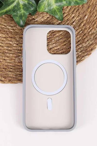 Gri TeknoCase İPhone 15 Pro Max Uyumlu Vincent Case Serisi Sert Silikon Telefon Kılıfı 457893