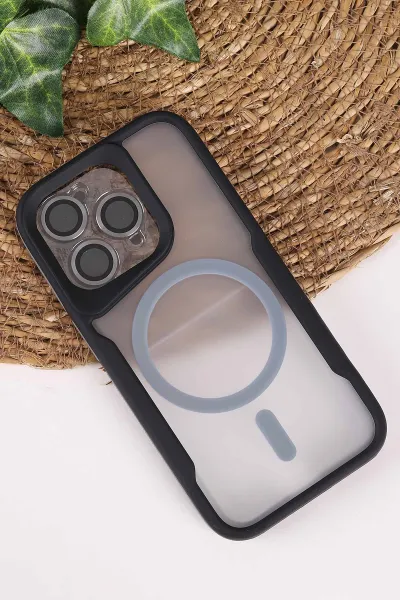 Gri TeknoCase İphone 15 Pro Uyumlu Matte Guard Serisi Lens Korumalı Silikon Telefon Kılıfı 472457