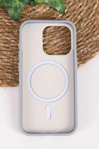 Gri TeknoCase İPhone 15 Pro Uyumlu Vincent Case Serisi Sert Silikon Telefon Kılıfı 457888
