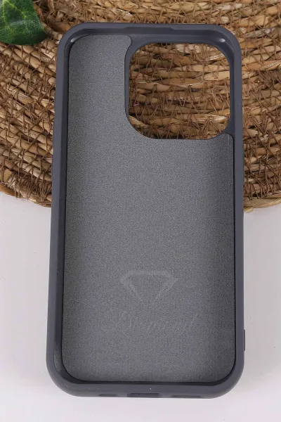 Gri TeknoCase İPhone 15 Pro Uyumlu Viola Diamond Case Serisi Kartlıklı Lens Hediyeli Sert Silikon Telefon Kılıfı 430824