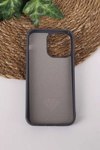 Gri TeknoCase İPhone 16 Pro Max Uyumlu Afra Diamond Case Serisi Lens Hediyeli Premium Sert Silikon Telefon Kılıfı 430553