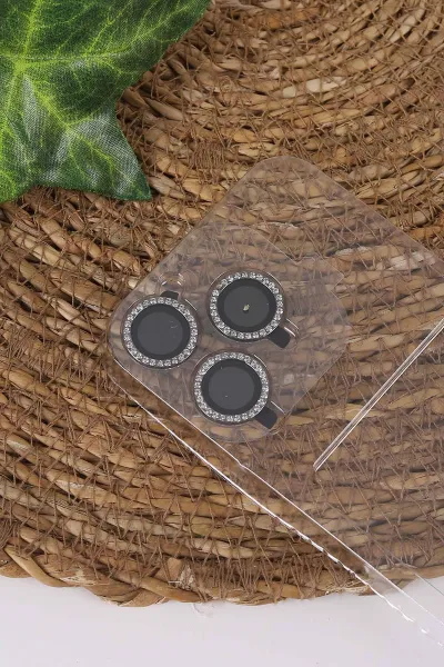 Gri TeknoCase İPhone 16 Pro Uyumlu Viola Diamond Case Serisi Kartlıklı Lens Hediyeli Sert Silikon Telefon Kılıfı 430842