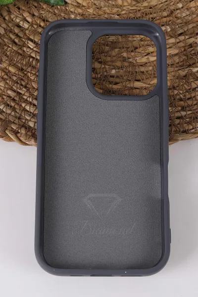 Gri TeknoCase İPhone 16 Pro Uyumlu Viola Diamond Case Serisi Kartlıklı Lens Hediyeli Sert Silikon Telefon Kılıfı 430842
