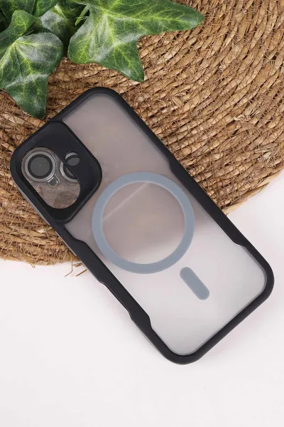 Gri TeknoCase İphone 16 Uyumlu Matte Guard Serisi Lens Korumalı Silikon Telefon Kılıfı 472474