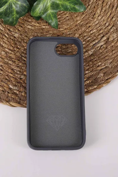 Gri TeknoCase İPhone 16E Uyumlu Afra Diamond Case Serisi Lens Hediyeli Premium Sert Silikon Telefon Kılıfı 430558