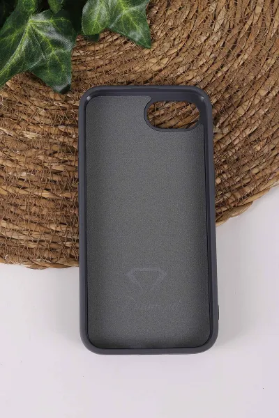 Gri TeknoCase İPhone 16E Uyumlu Viola Diamond Case Serisi Kartlıklı Lens Hediyeli Sert Silikon Telefon Kılıfı 430854