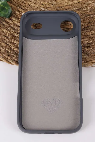 Gri TeknoCase İPhone 17 Air Uyumlu Afra Diamond Case Serisi Lens Hediyeli Premium Sert Silikon Telefon Kılıfı 430568