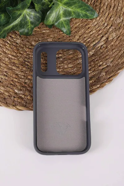 Gri TeknoCase İPhone 17 Pro Max Uyumlu Afra Diamond Case Serisi Lens Hediyeli Premium Sert Silikon Telefon Kılıfı 430577