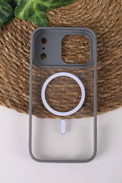 Gri TeknoCase İPhone 17 Pro Max Uyumlu Clear Lüx Case Serisi Lens Hediyeli Sert Silikon Telefon Kılıfı 430765