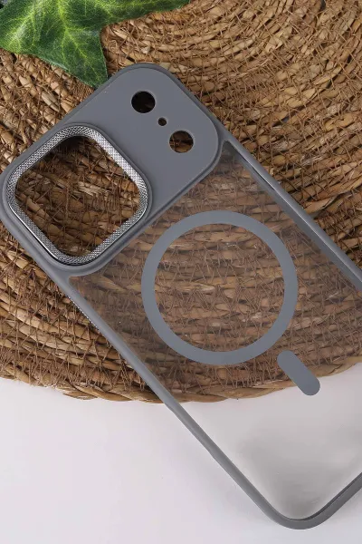Gri TeknoCase İPhone 17 Pro Max Uyumlu Clear Lüx Case Serisi Lens Hediyeli Sert Silikon Telefon Kılıfı 430765