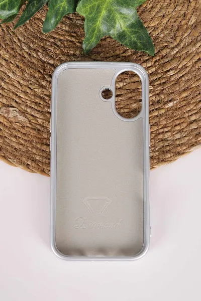 Gri TeknoCase İPhone 17 Uyumlu Perfect Diamond Case Serisi Taşlı Lens Hediyeli Sert Silikon Telefon Kılıfı 480856