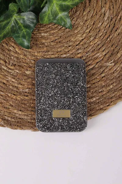 Gri TeknoCase İPhone 17 Uyumlu Viola Diamond Case Serisi Kartlıklı Lens Hediyeli Sert Silikon Telefon Kılıfı 430859