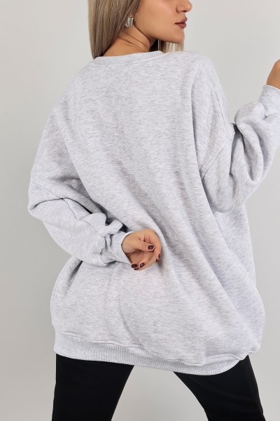 Gri Üç İp İçi Şardonlu Sweat Tunik 138561