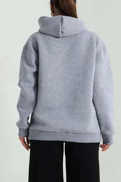 Gri Üç İplik Şardonlu Kadın Sweat 496732