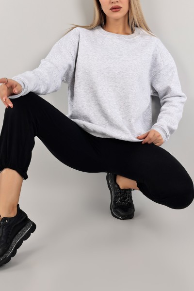 Gri Üç İplik Şardonlu Sweat 141593