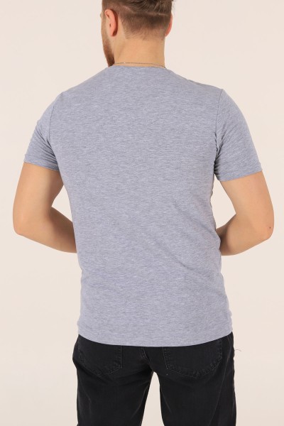 Gri V Yaka Basic Erkek Tişört 172982