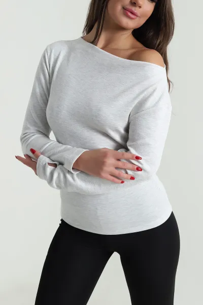 Gri Yanı Büzgülü Modal Kadın Bluz 492235