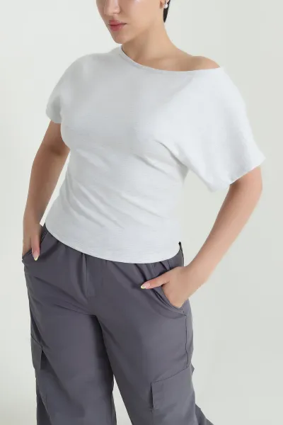 Gri Yarasa Kol Modal Kadın Bluz 467740