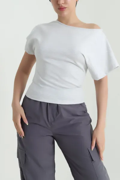 Gri Yarasa Kol Modal Kadın Bluz 467740