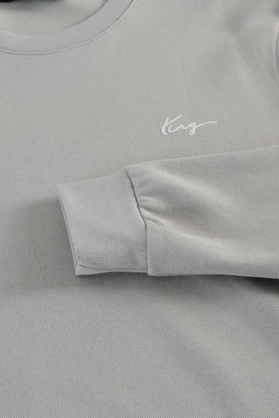 Gri Yazı Detaylı Bisiklet Yaka Erkek Sweatshirt 396929