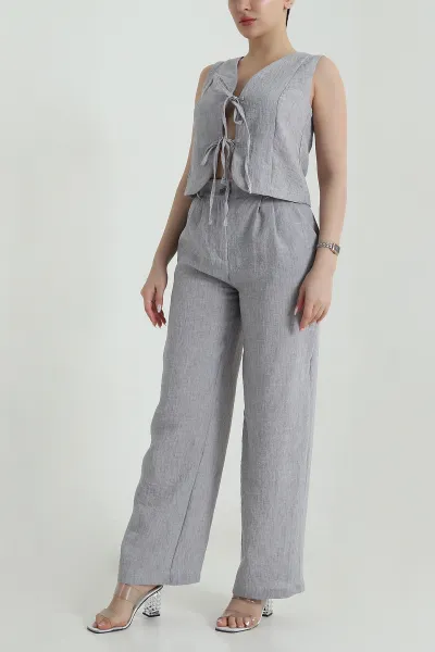 gri-yelek-pantolon-keten-kadin-ikili-takim-458785