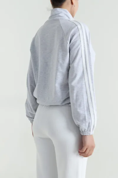 Gri Yeni Sezon Fermuarlı Kadın Sweat Hırka 483224