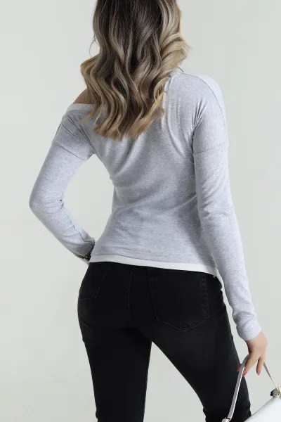 Gri Yeni Sezon Kadın Body Bluz 486388