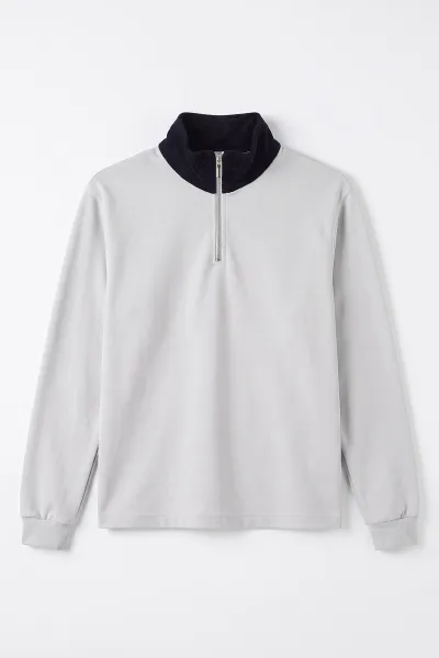 Gri Yeni Sezon Yarım Fermuarlı Erkek Sweatshirt 501130