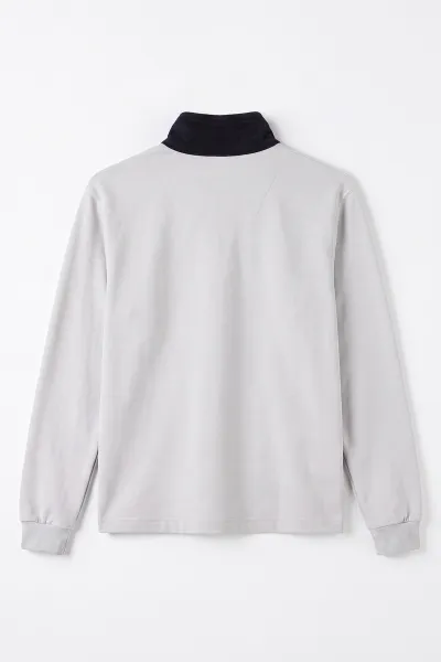 Gri Yeni Sezon Yarım Fermuarlı Erkek Sweatshirt 501130