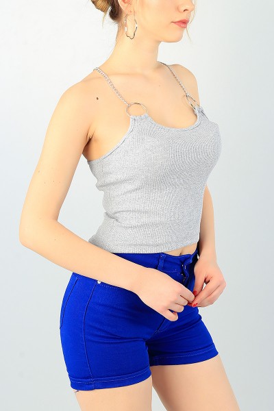 Gri Zincir Askılı Bluz 63267