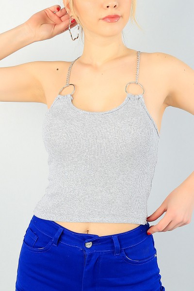 Gri Zincir Askılı Bluz 63267