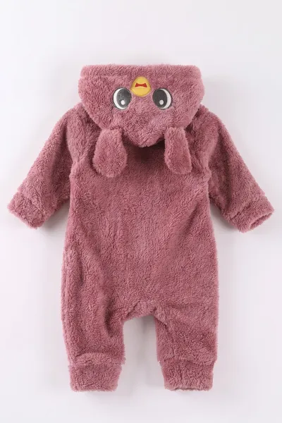 Gül Kurusu (0-12 Ay)Kapüşonu  Ördek Nakışlı  Peluş Kız Bebek Tulum 494426